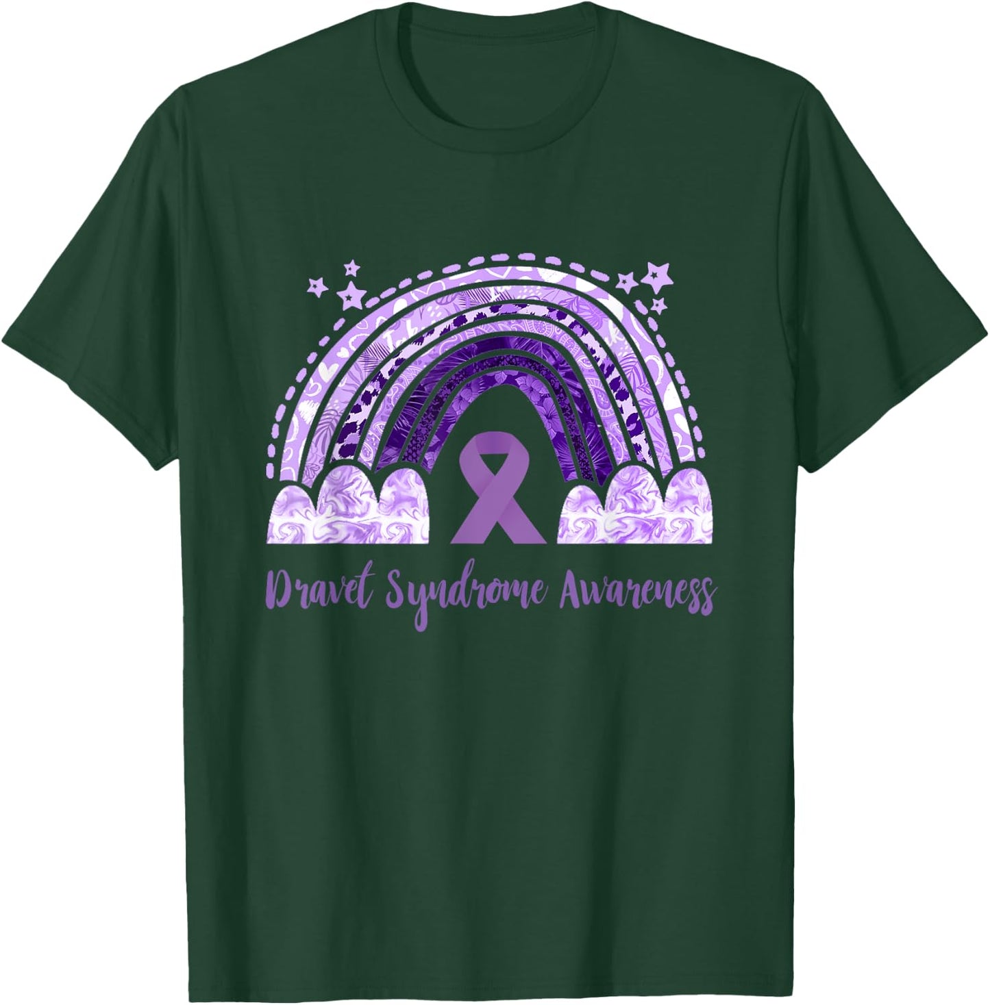 Dravet Purple Ribbon Dravet Syndrome Awareness Rainbow T-Shirt - T-Shirt | Forest