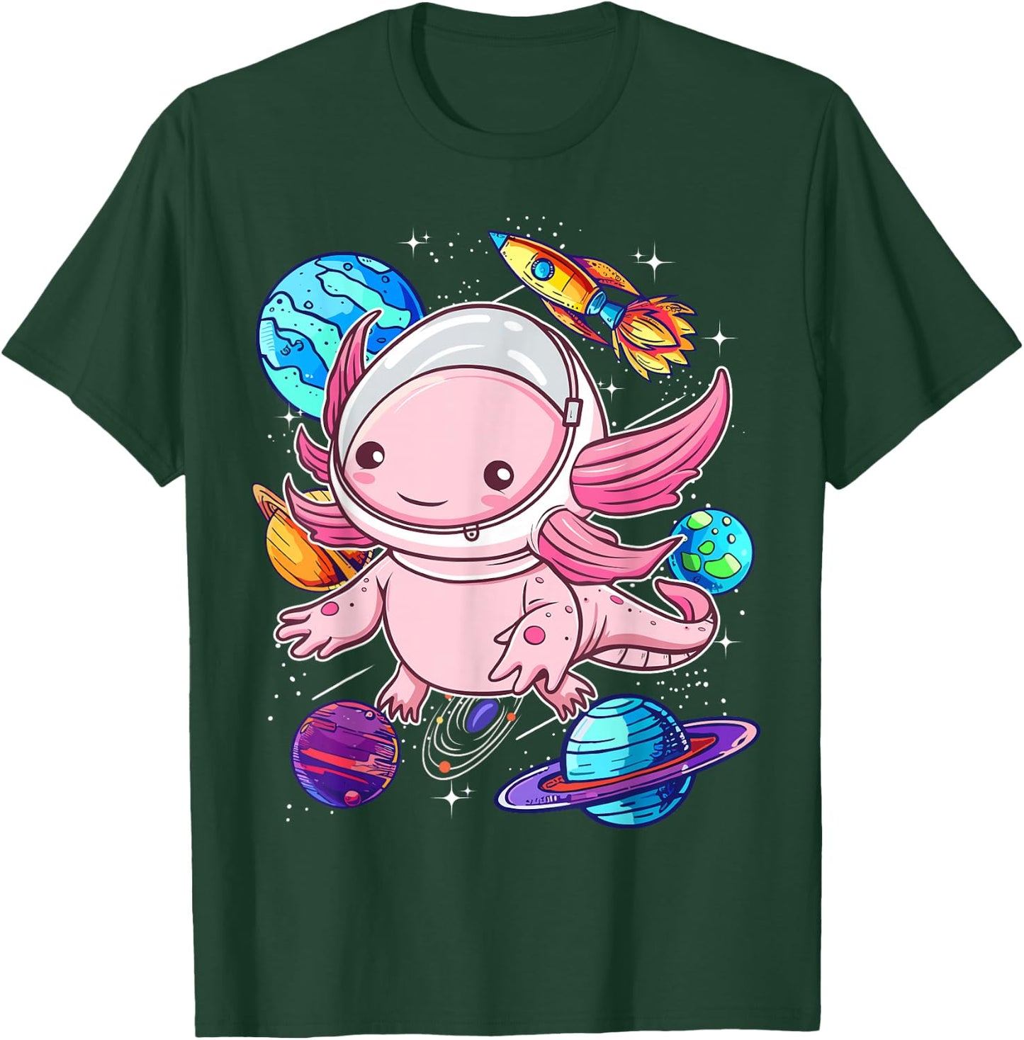 Axolotl Shirts For Girls Boys Kid Axolotl Space Shirt Kawaii T-Shirt - T-Shirt | Forest
