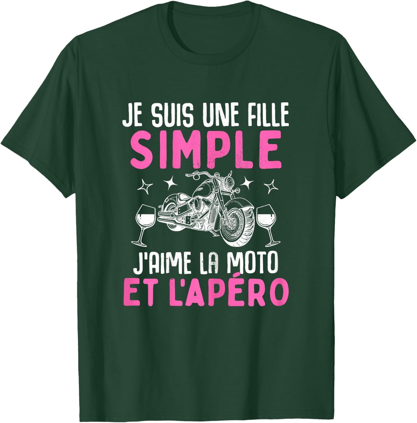 Simple Girl I Love the Motorcycle Aperitif Motorcycle Woman Biker , Black, Female X-Small T-Shirt - T-Shirt | Forest