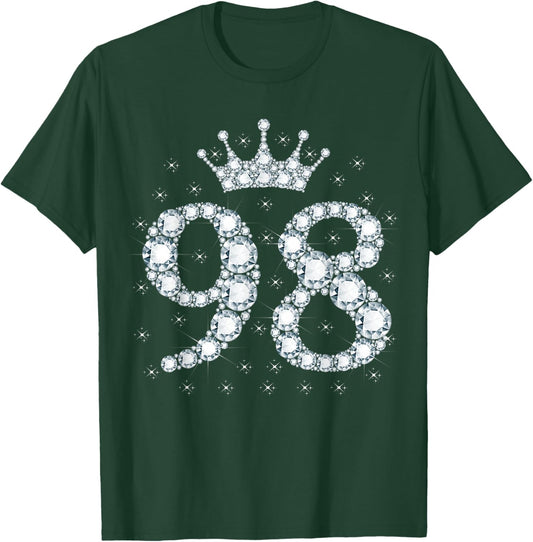 98 Crown 98 Years Old Happy 98th Birthday Girl Women T-Shirt - T-Shirt | Forest