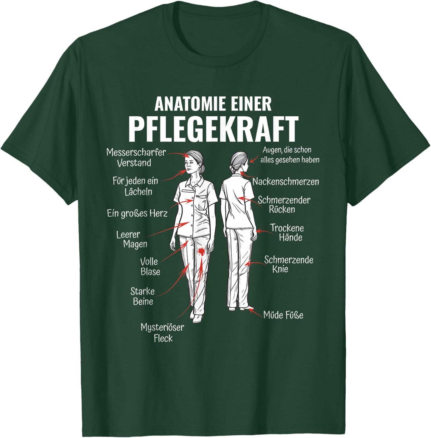 Anatomie Einer Pflegekraft Altenpflege Pflegeleben T-Shirt - T-Shirt | Forest