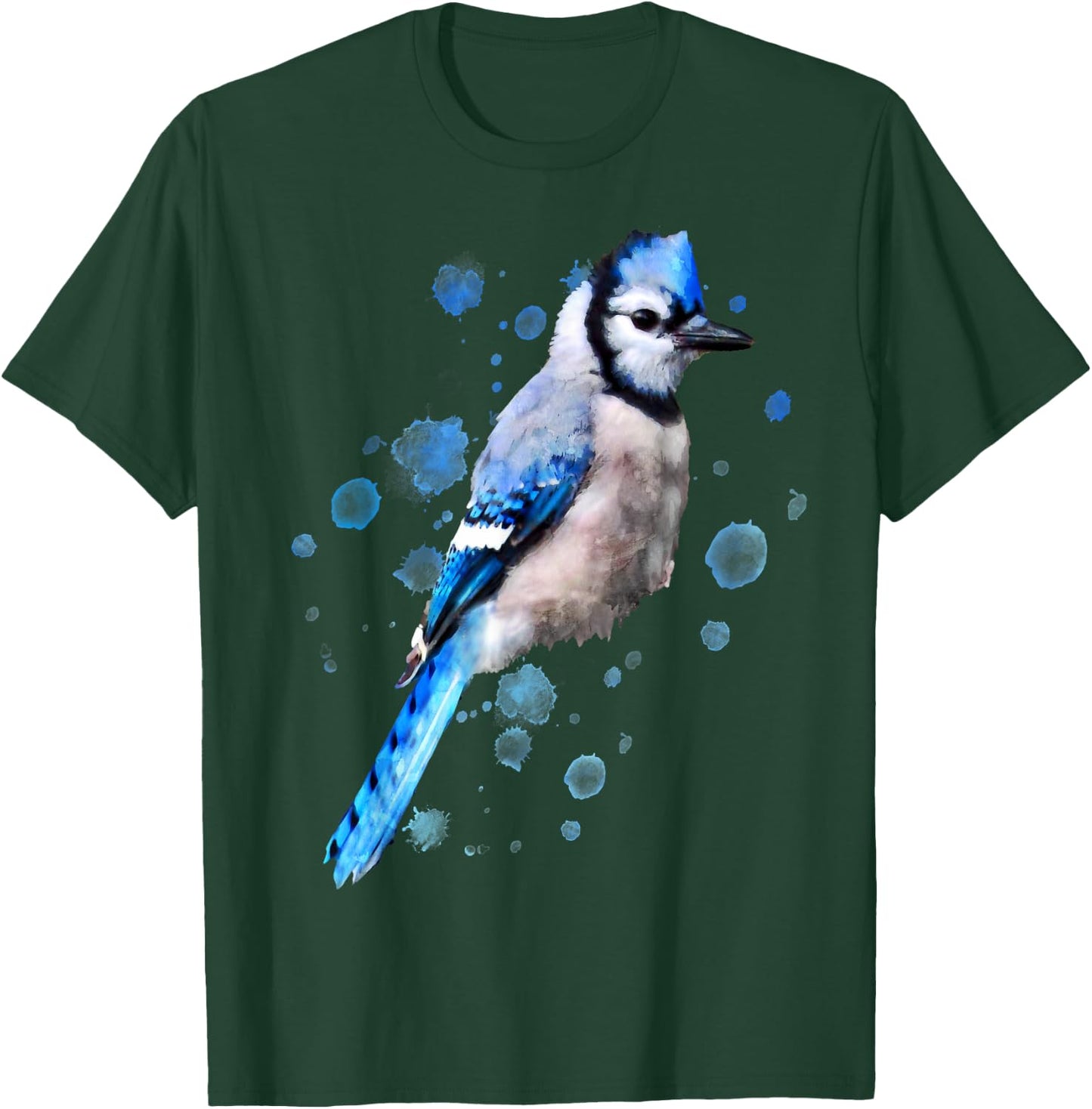 Watercolor blue jay bird artistic animal artsy painting T-Shirt - T-Shirt | Forest