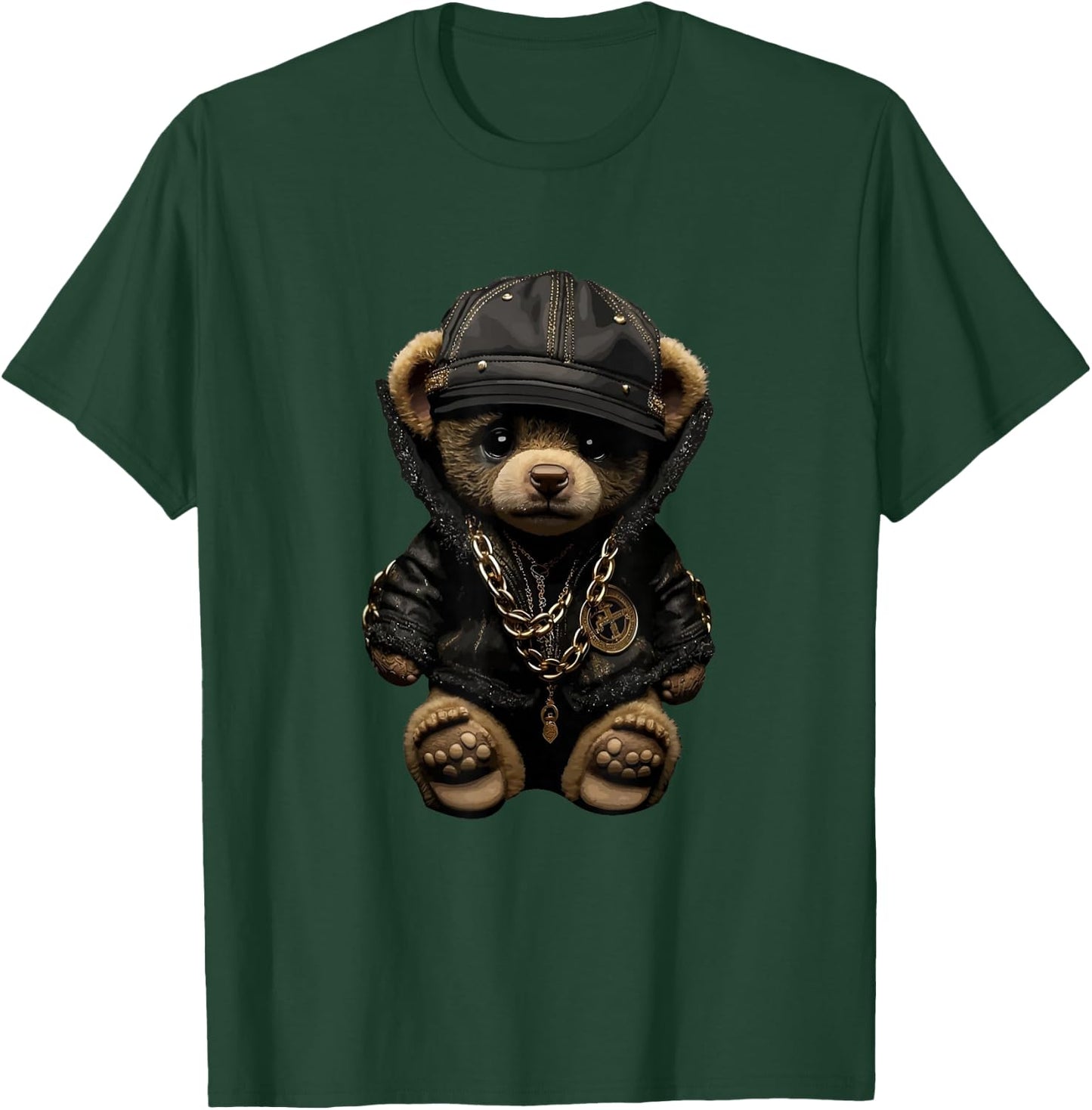 Teddy Fashion Rap Bear Stylish Hip Hop Funny , black T-Shirt - T-Shirt | Forest