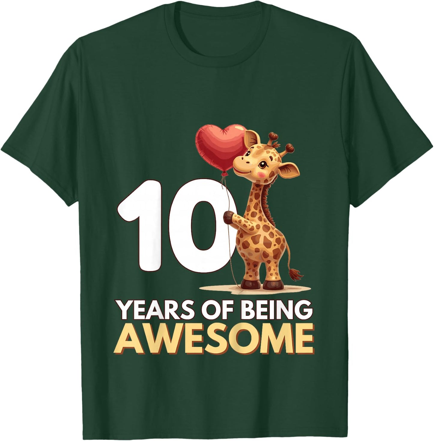 Kids Adorable 10th Birthday Giraffe T-Shirt - T-Shirt | Forest