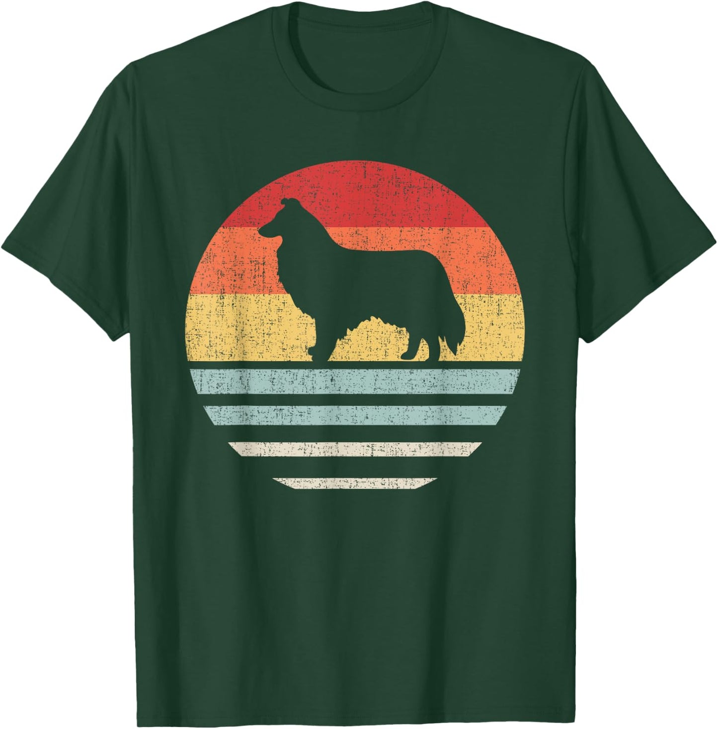 Vintage Retro Rough Collie Dog Mom Dad Cute Dog Lover Owner T-Shirt - T-Shirt | Forest
