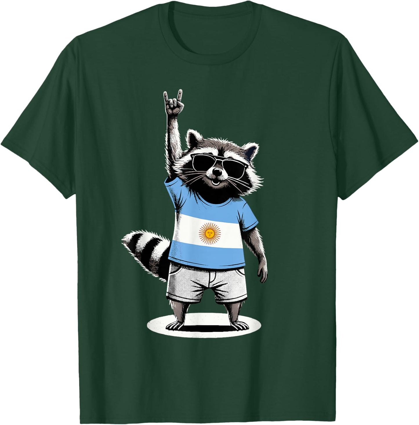 Argentinian Flag Raccoon Argentina T-Shirt - T-Shirt | Forest