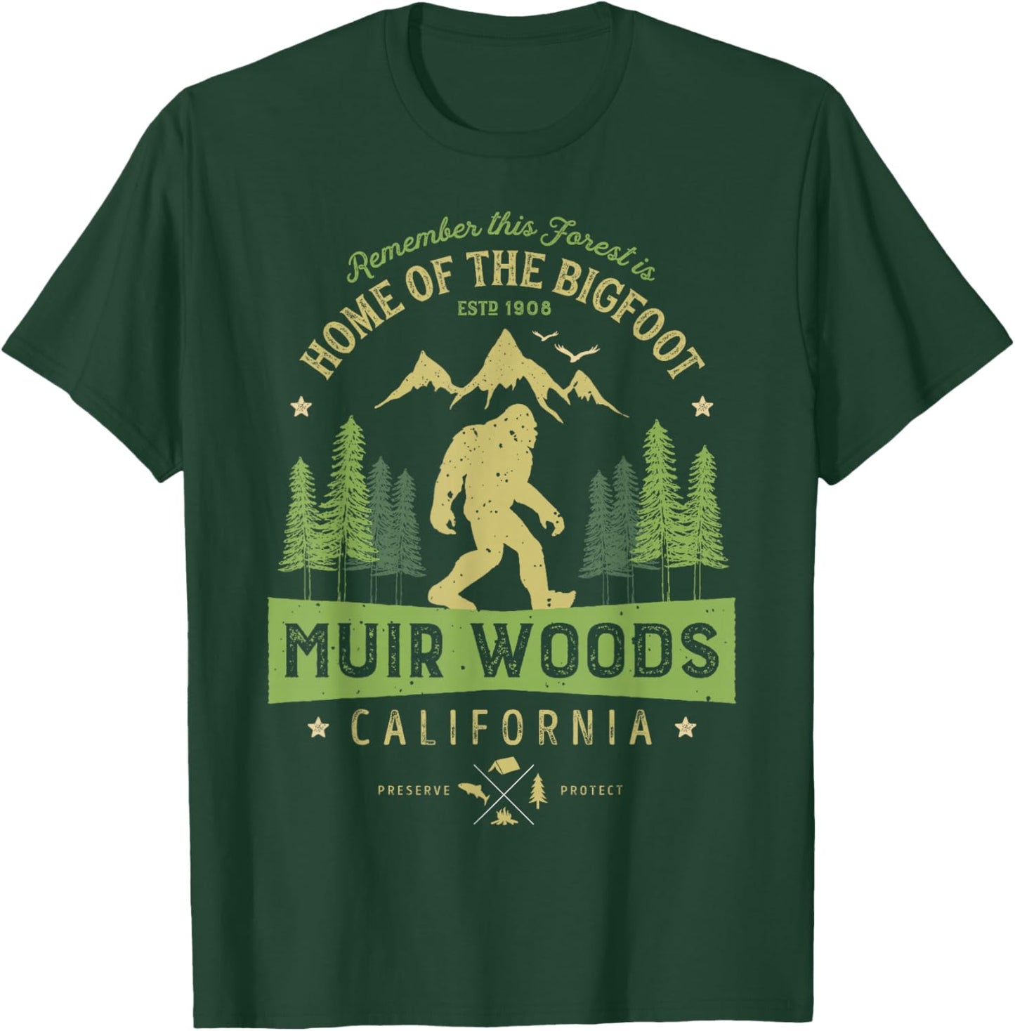Muir Woods National Monument T Shirt California Bigfoot Park T-Shirt - T-Shirt | Forest