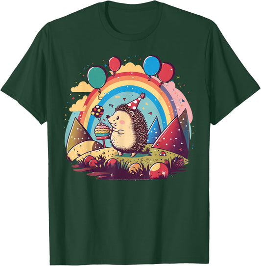 Celebration Hedgehog Event Birthday Party Hedgehog T-Shirt - T-Shirt | Forest