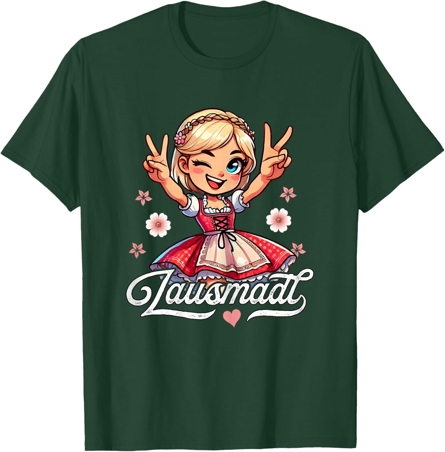 Kinder Trachtenshirt Damen Trachten Mädchen Lausmadl T-Shirt - T-Shirt | Forest