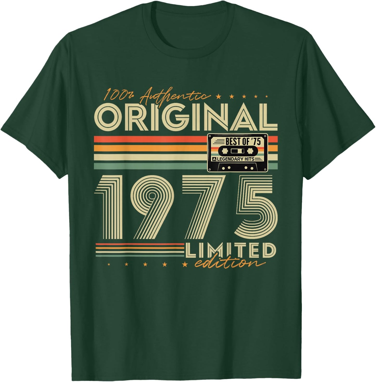 Original 1975 Vintage Gift 50th Birthday Man Woman , Black, S T-Shirt - T-Shirt | Forest