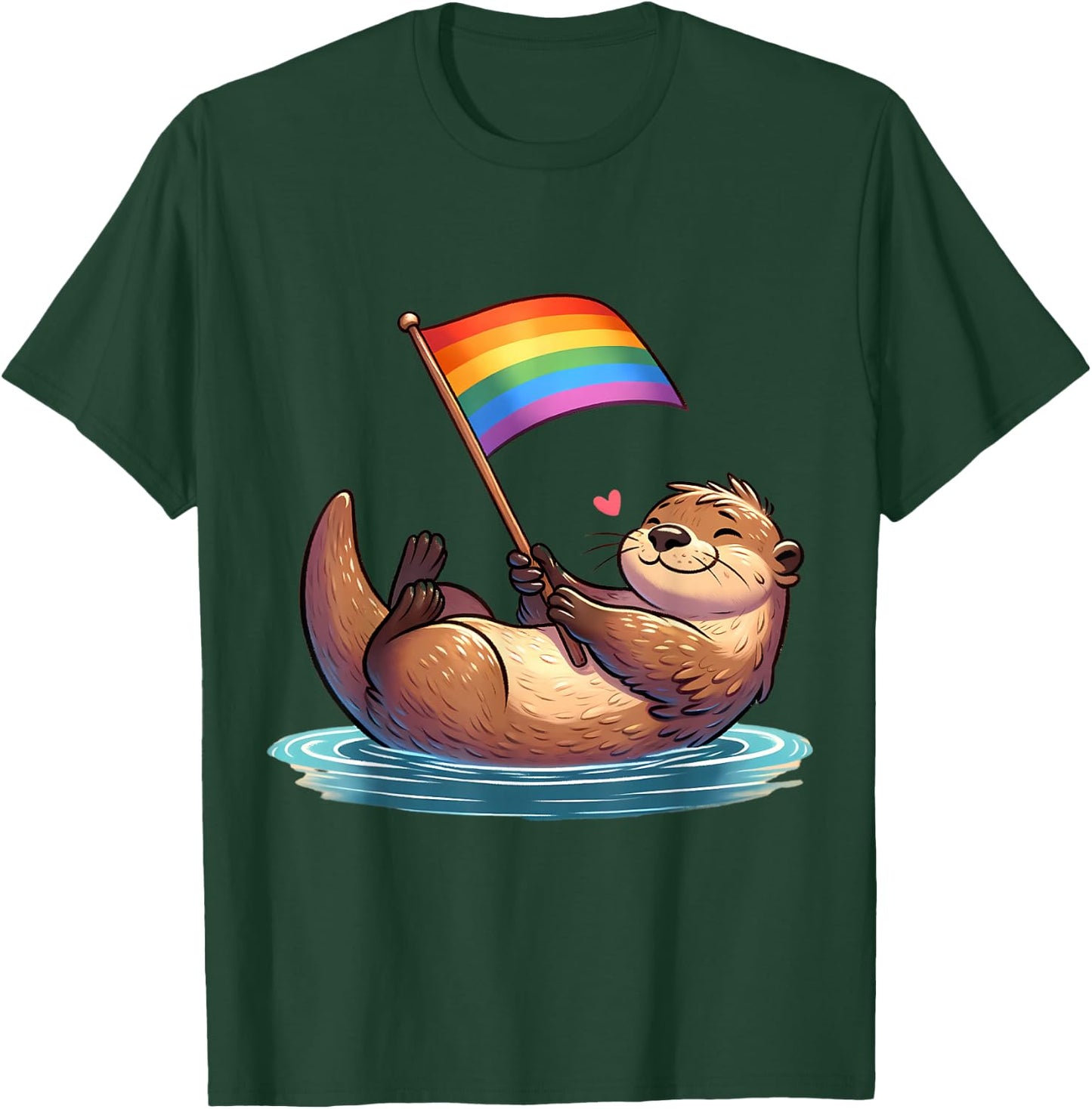Gay Otter LGBTQ Rainbow Flag Pride Animal T-Shirt - T-Shirt | Forest