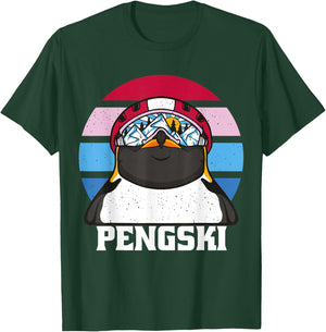 Ski Pengski Retro Vintage Funny Penguin with Ski Goggles T-Shirt - T-Shirt | Forest