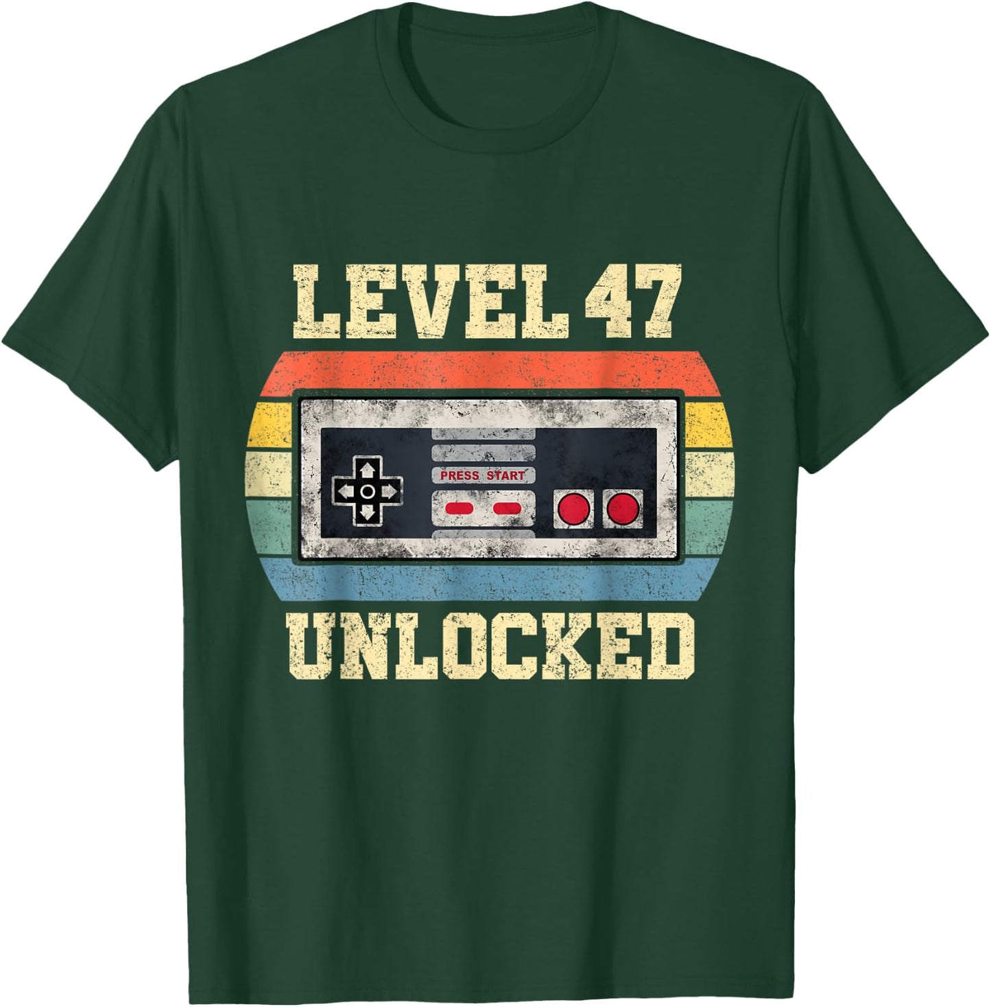 Level 47 Unlocked Funny 47 Year Old Gamer Gift 47th Birthday T-Shirt - T-Shirt | Forest