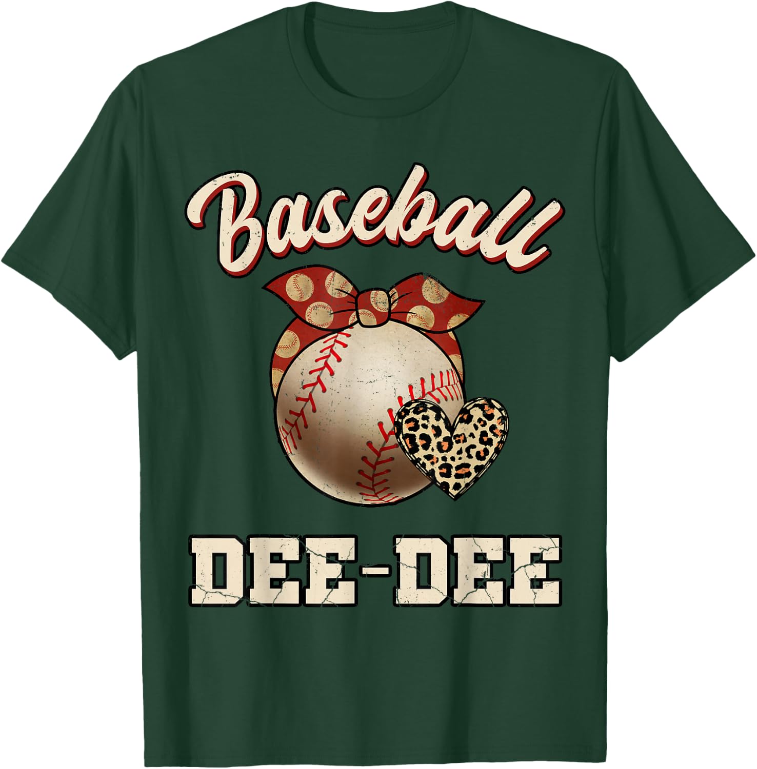 Baseball Dee-Dee Bandana Leopard Heart Fans Mother's Day T-Shirt - T-Shirt | Forest