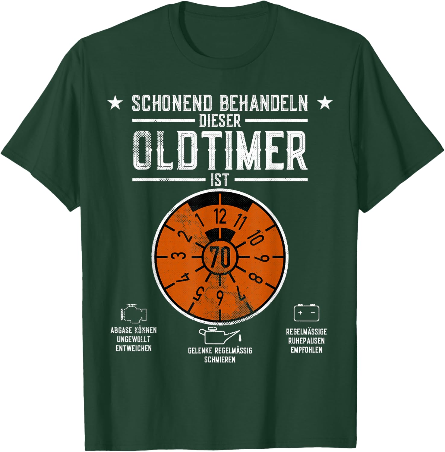 HU Plaque "Schonend Behandeln" Oldtimer ist 70 Birthday , black T-Shirt - T-Shirt | Forest