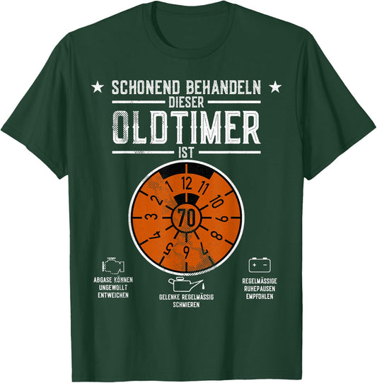 HU Plaque "Schonend Behandeln" Oldtimer ist 70 Birthday , black T-Shirt - T-Shirt | Forest