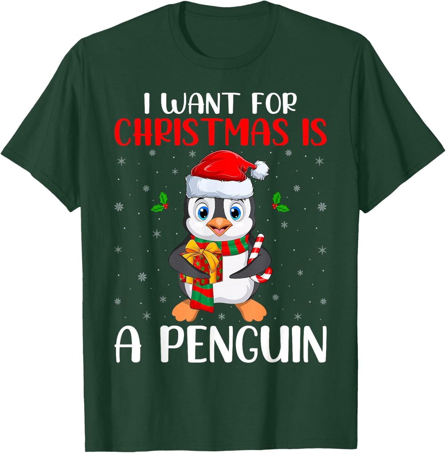 Penguin Lover -Adults Black Cartoon Christmas Birthday Modern Sweater Short Sleeve T-Shirt - T-Shirt | Forest