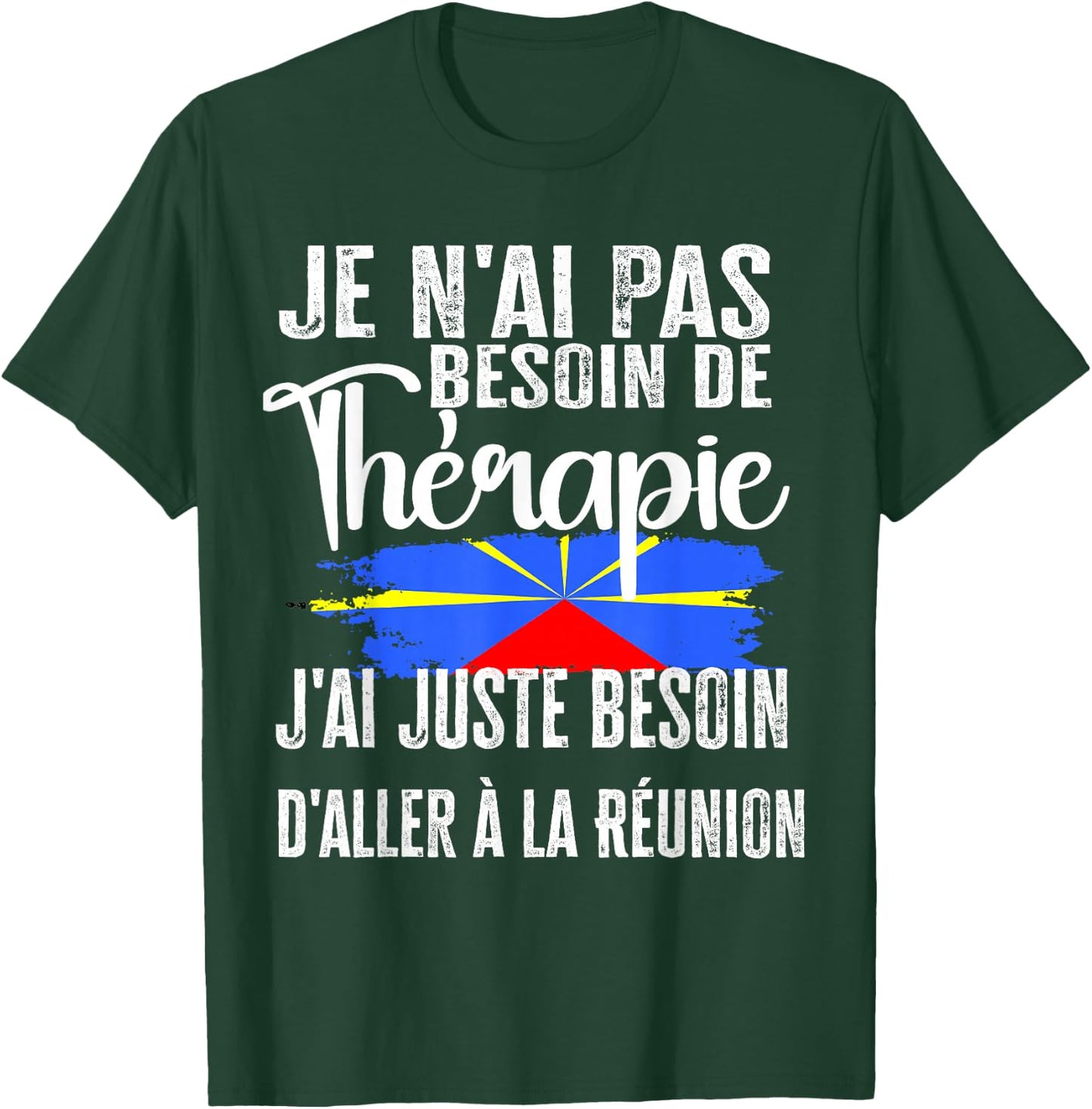Reunion Island Gift 974 Therapy Flag Creole , Black, S T-Shirt - T-Shirt | Forest