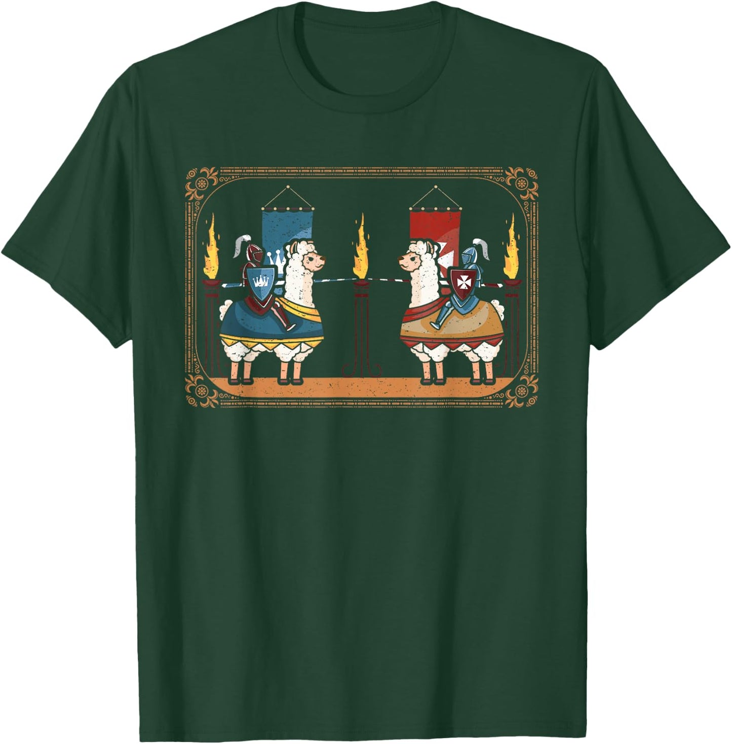 Ren Faire Medieval Lover Funny Knight Lama Llama Jousting T-Shirt - T-Shirt | Forest