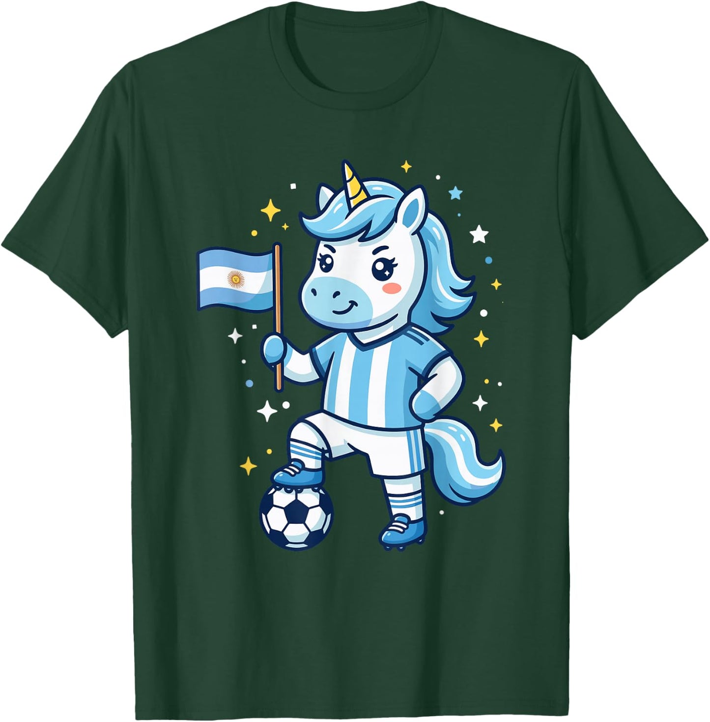 Argentina Flag Unicorn Cute Kawaii Argentinian T-Shirt - T-Shirt | Forest