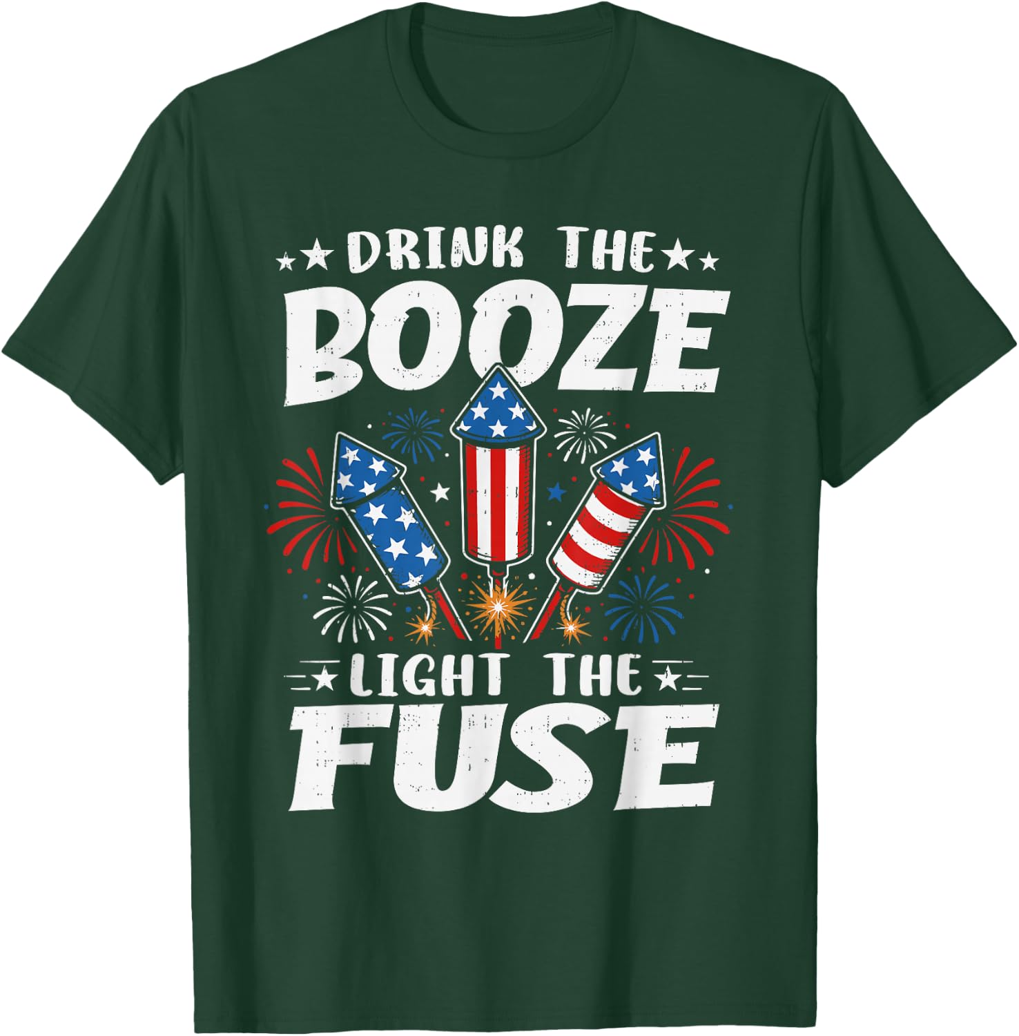 Funny Fireworks Fourth 4th of July America USA Men Women T-Shirt - T-Shirt | Forest