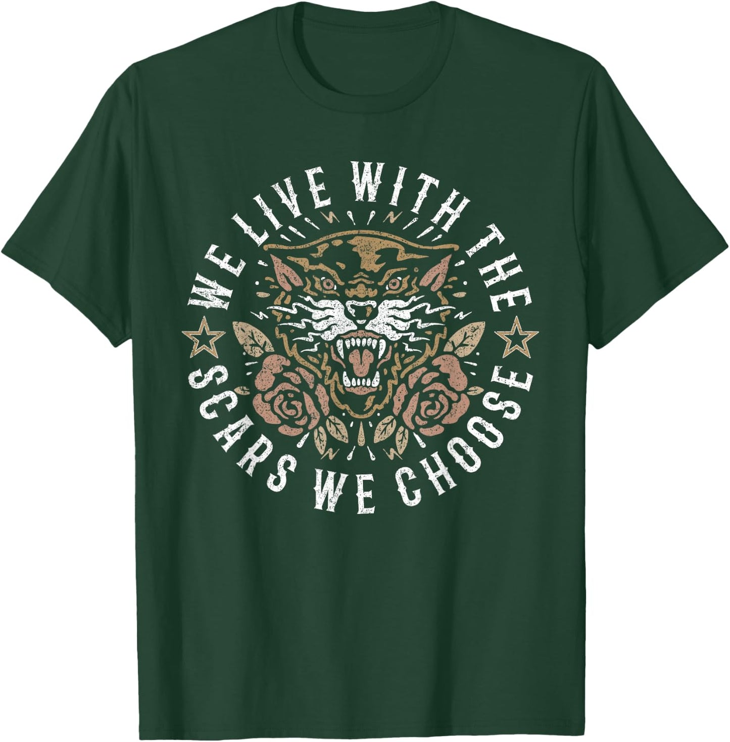 We Live With the Scars We Choose, Old School Panther Tattoo T-Shirt - T-Shirt | Forest