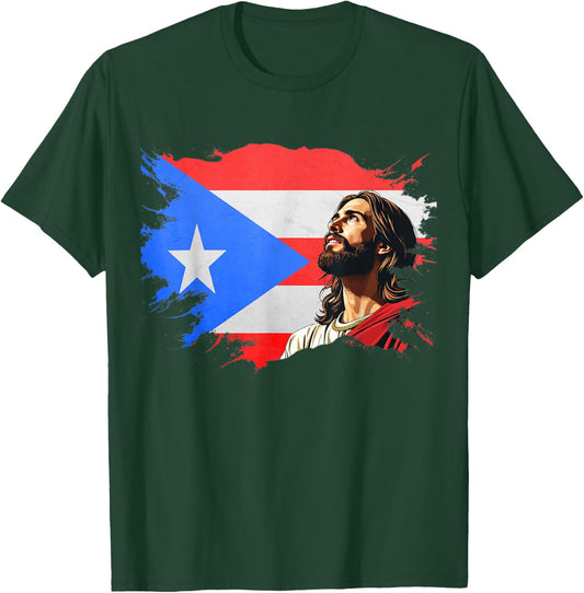 Puerto Rican Heritage Proud Christian T-Shirt - T-Shirt | Forest