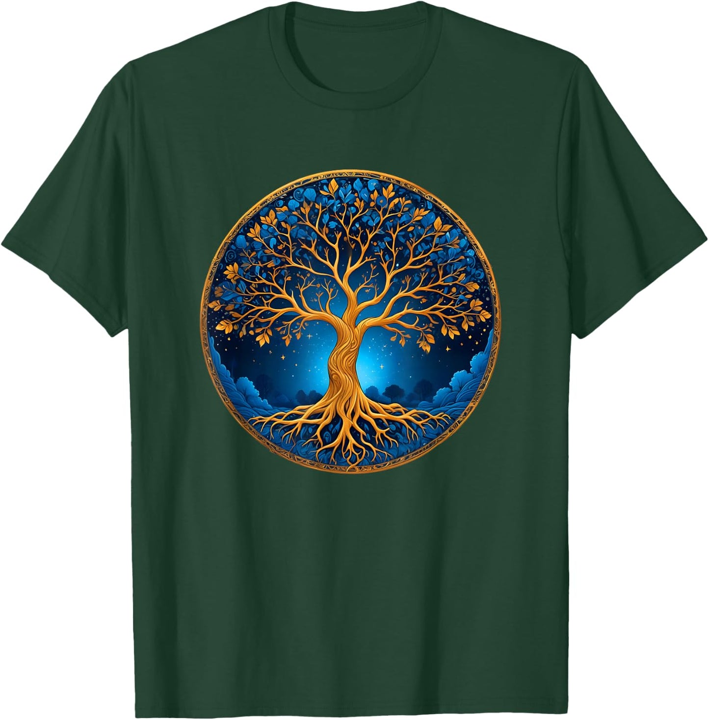 Nordic Celtic Tree of Life Yin Yang Tree of Life , black T-Shirt - T-Shirt | Forest
