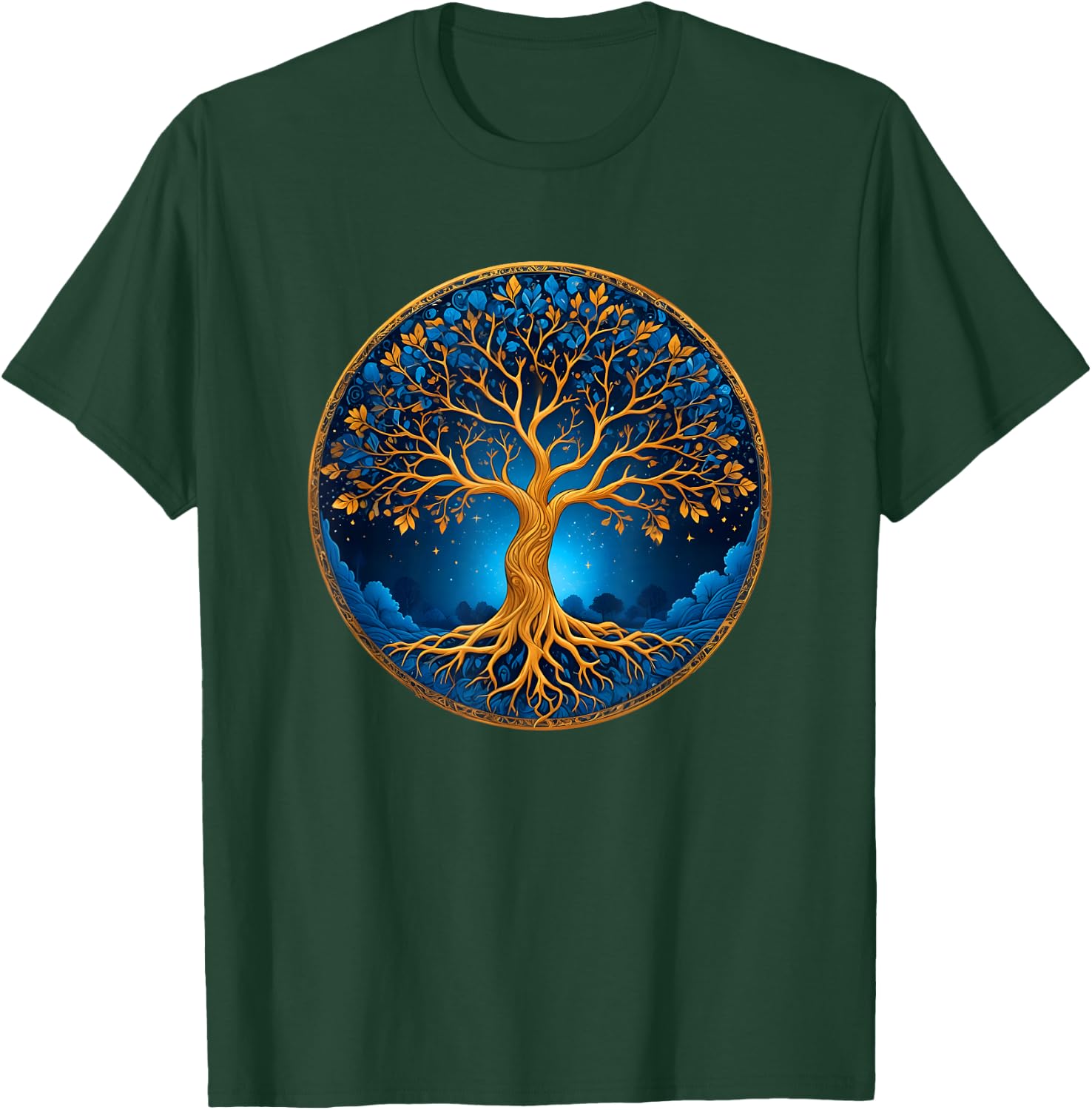 Nordic Celtic Tree of Life Yin Yang Tree of Life , black T-Shirt - T-Shirt | Forest