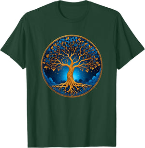 Nordic Celtic Tree of Life Yin Yang Tree of Life , black T-Shirt - T-Shirt | Forest
