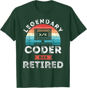 Legendary Coder has retired, Coder Retirement Gifts T-Shirt - T-Shirt | Forest