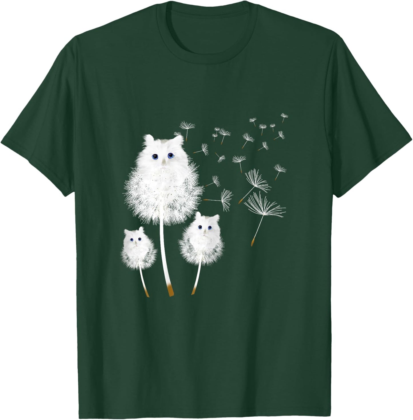 Cat Dandelion amazing Flower Cat lover design women girls T-Shirt - T-Shirt | Forest