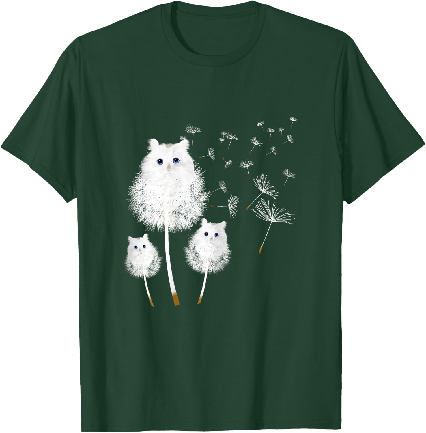 Cat Dandelion amazing Flower Cat lover design women girls T-Shirt - T-Shirt | Forest