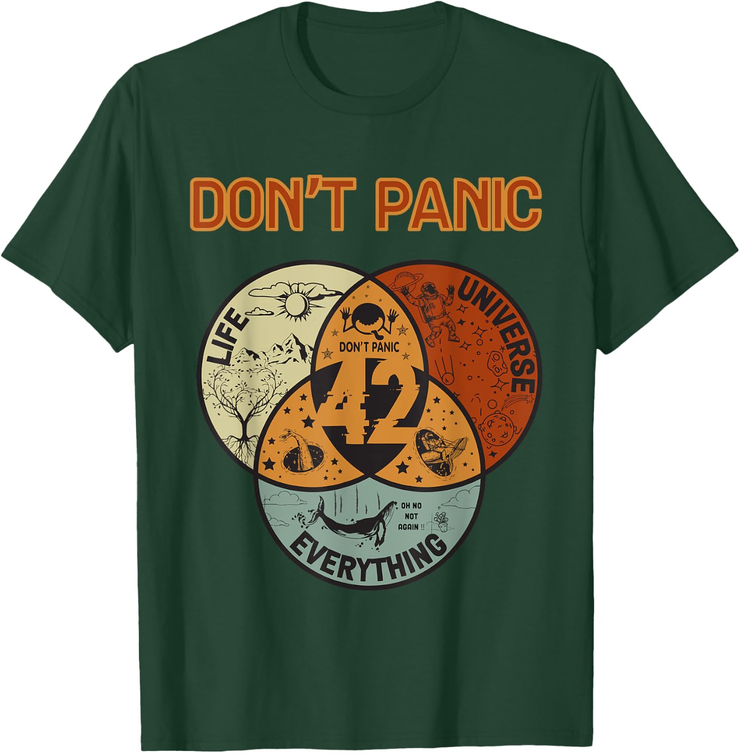42 Answer to Life The Universe And Everything Don't Panic T-Shirt - T-Shirt | Forest