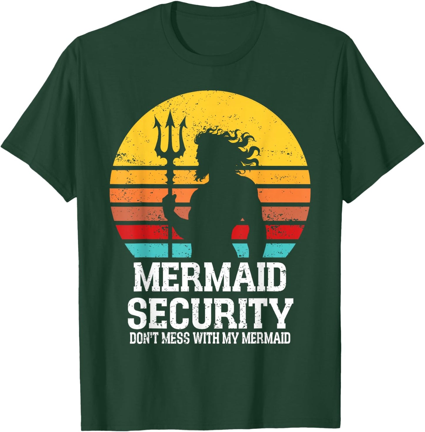 Vintage Mermaid Security Mermaid Birthday Merdad Father' Day T-Shirt - T-Shirt | Forest