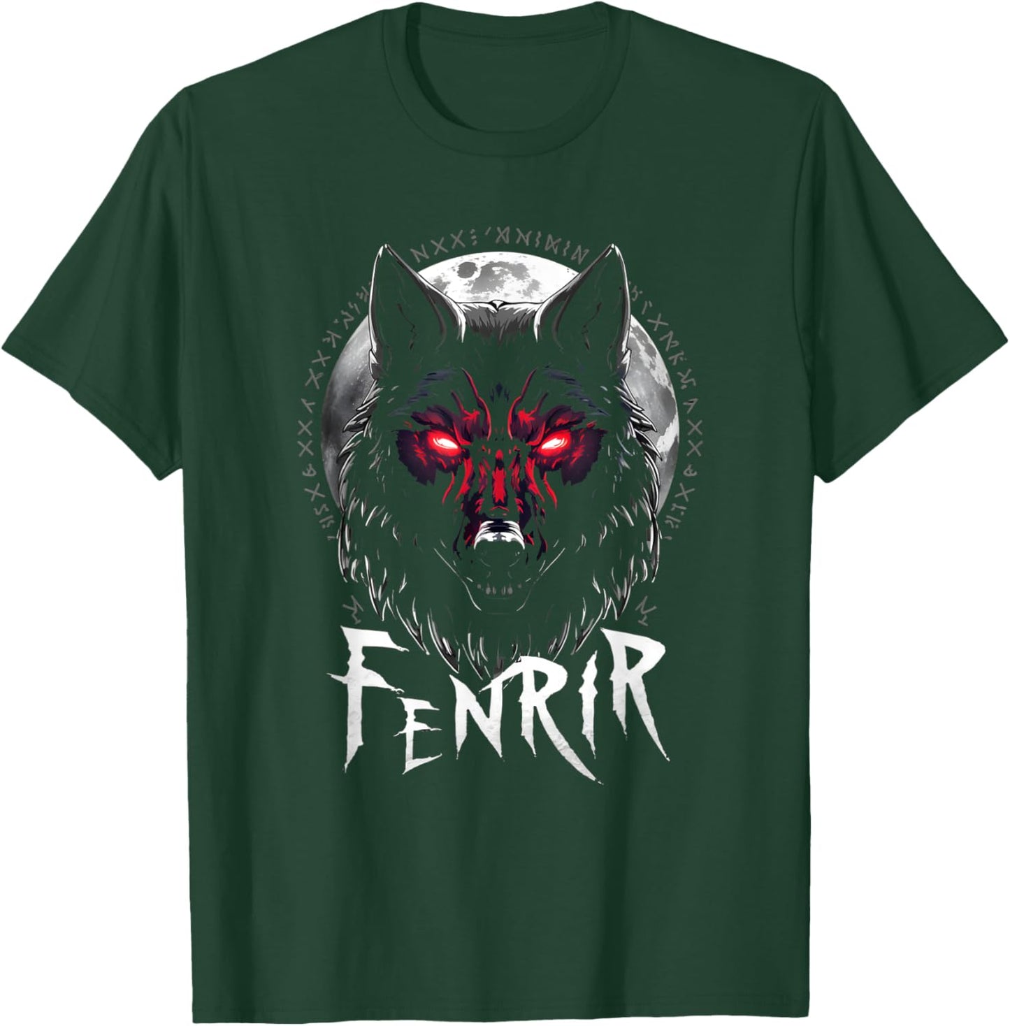 Fenrir Wolf Nordic Mythology Odin Valhalla , black T-Shirt - T-Shirt | Forest