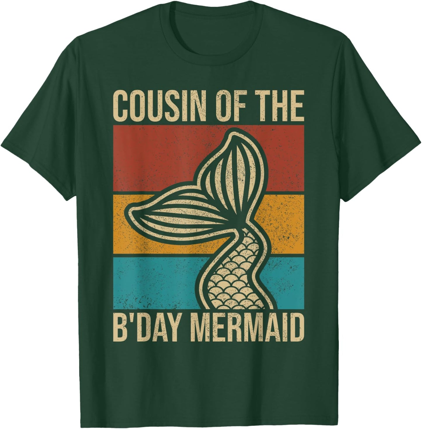 Cousin Of The Birthday Mermaid Party Outfit Vintage Mermaid T-Shirt - T-Shirt | Forest