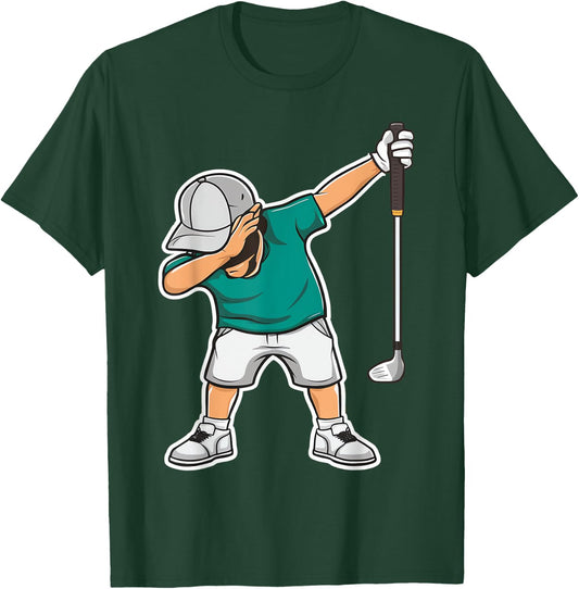 Dabbing Golf Player Golfer Golf Funny Kids Boys Dab Dance , Black, S T-Shirt - T-Shirt | Forest