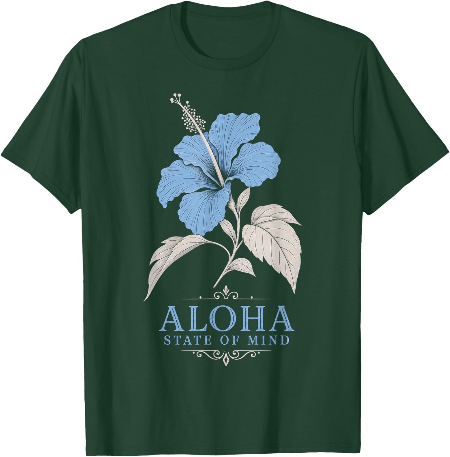 Hibiscus Flower Aloha State of Mind Illustration T-Shirt - T-Shirt | Forest