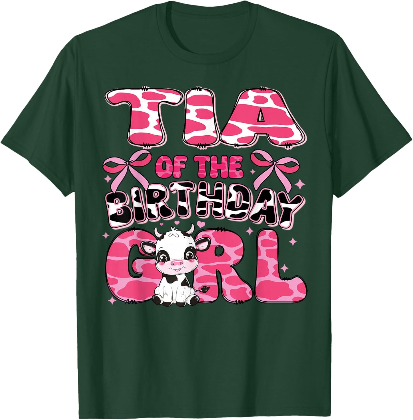 Tia of the Birthday Girl Cow Farm 1st Birthday Family T-Shirt - T-Shirt | Forest