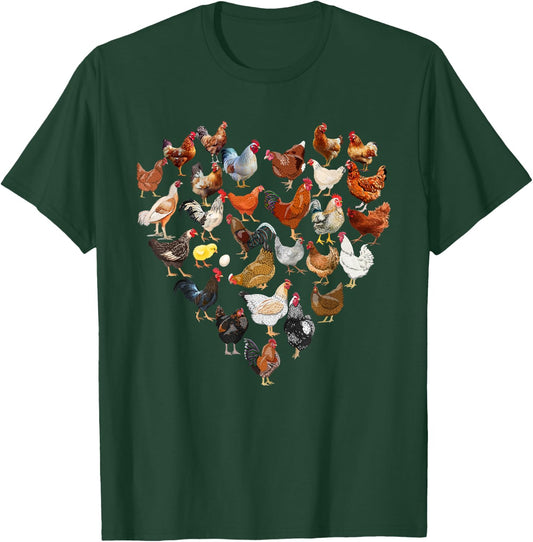 Chicken Love for the Farmer The Chicken Farm Breeds T-Shirt - T-Shirt | Forest