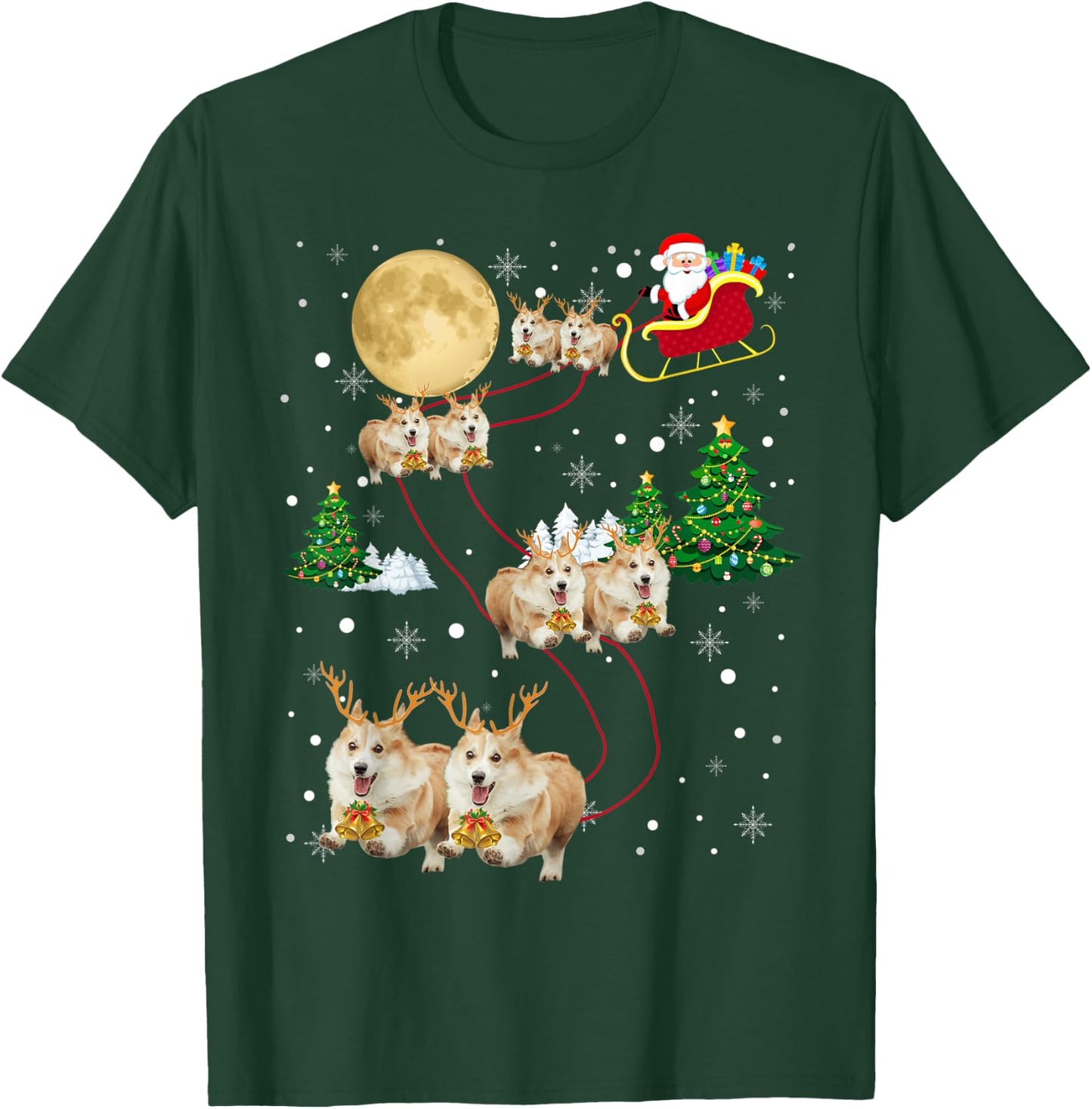 Corgi Dogs Tree Christmas Sweater Xmas Gifts For Pet Dog Women Kids T-Shirt - T-Shirt | Forest
