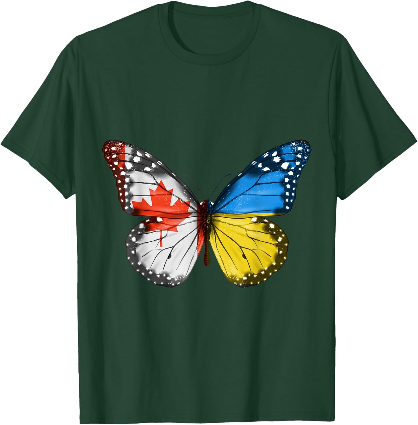 Canadian Ukrainian Flag Butterfly Canada Ukraine T-Shirt - T-Shirt | Forest