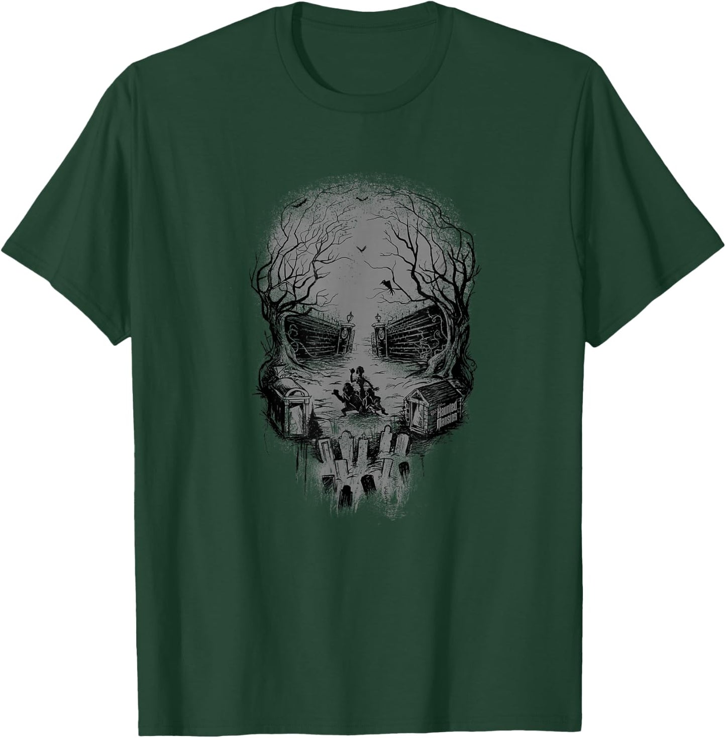 The Haunted Mansion Skull Shaped Graveyard Wide Shot T-Shirt - T-Shirt | Forest