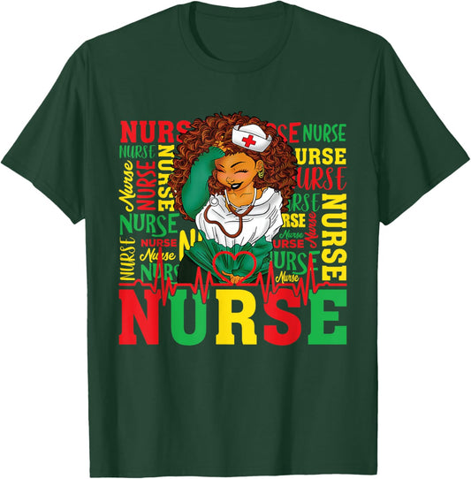 Black Women Nurse Juneteenth Shirts Women Black Freedom 1865 T-Shirt - T-Shirt | Forest