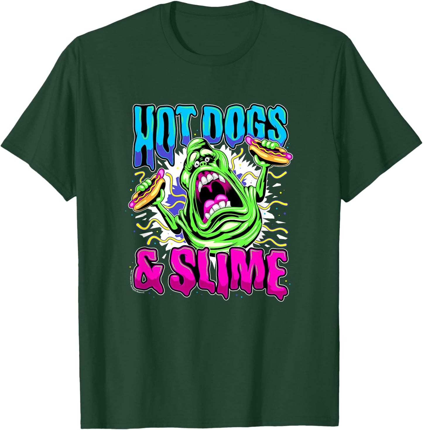 Ghostbusters Vintage Slimer Retro Hot Dogs & Slime Logo - Erwachsene und Kinder - Schwarz - S T-Shirt - T-Shirt | Forest
