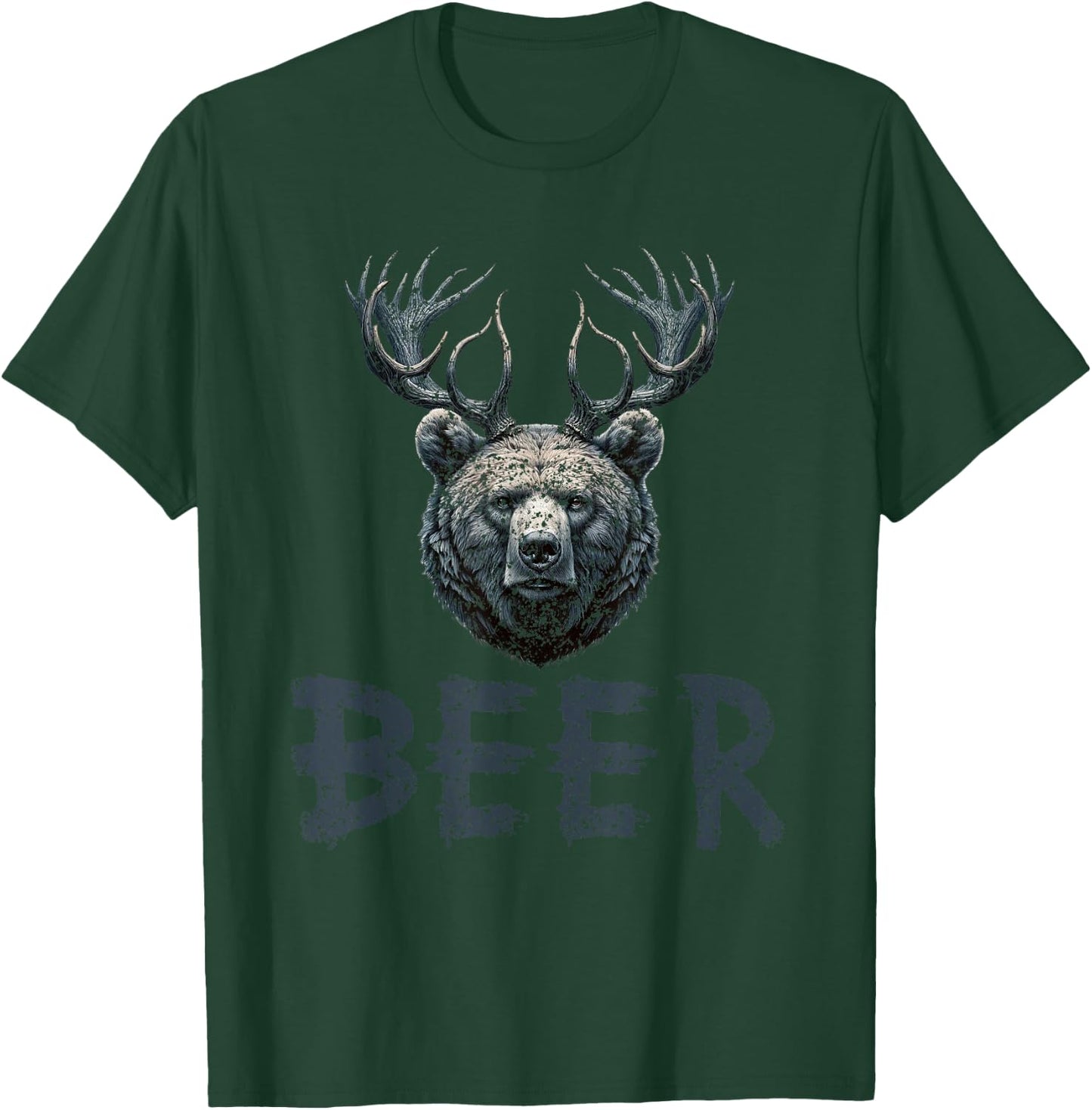 Beer Bear With Antlers Deer Bear Grizzly Beer T-Shirt - T-Shirt | Forest