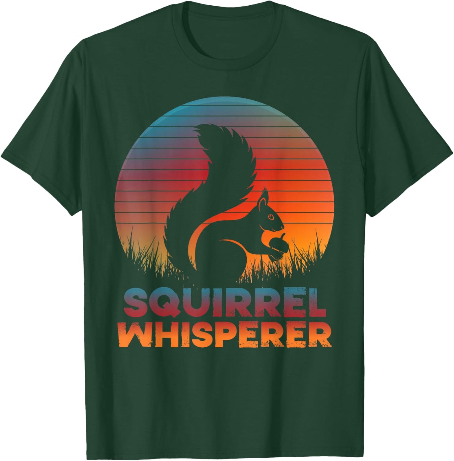 Funny Squirrel Whisperer Rodent Animal Lover Retro Sunset T-Shirt - T-Shirt | Forest