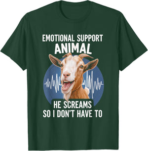 Emotional Support Animal Goat Screaming Funny Goat T-Shirt - T-Shirt | Forest