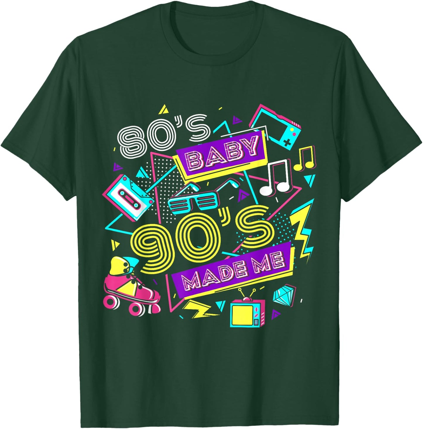 Retro 1980s 80's Baby 1990s 90's Made Me Vaporwave Nostalgia T-Shirt - T-Shirt | Forest